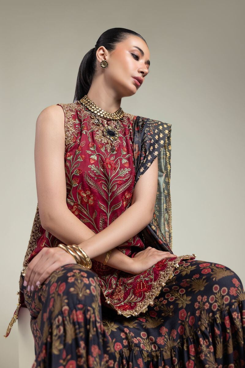 Embroidered | Raw Silk | Three-Piece Silk Set | USD 180.00