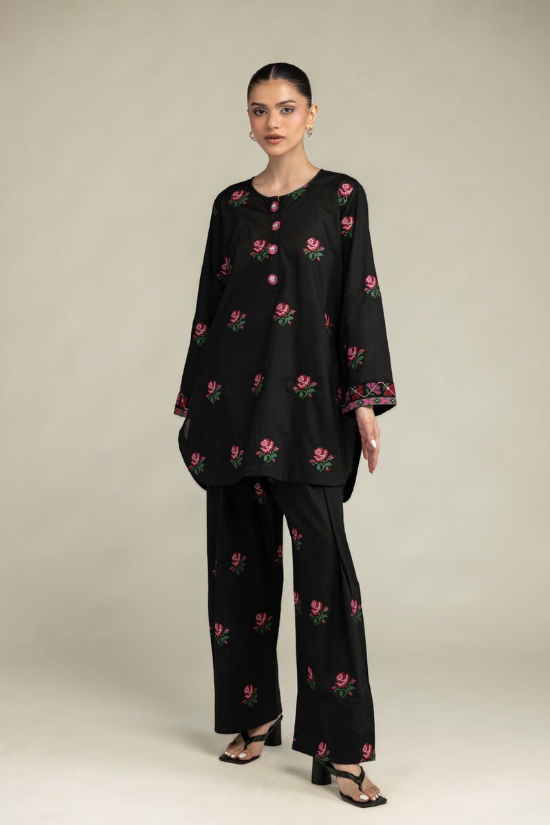 Embroidered | Cambric | Black Cambric Kurta | USD 45.00