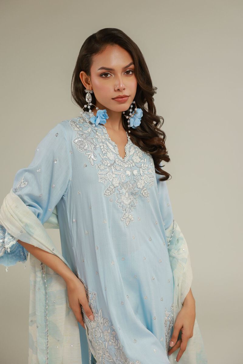 Embroidered | Raw Silk | Floral 3-piece Set | USD 155.00