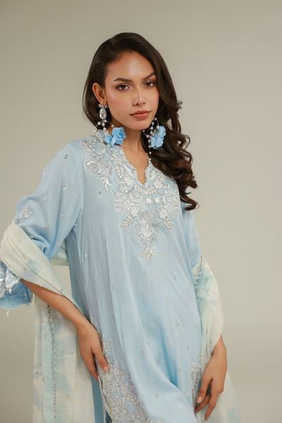 Embroidered | Raw Silk | Floral 3-piece Set | USD 155.00