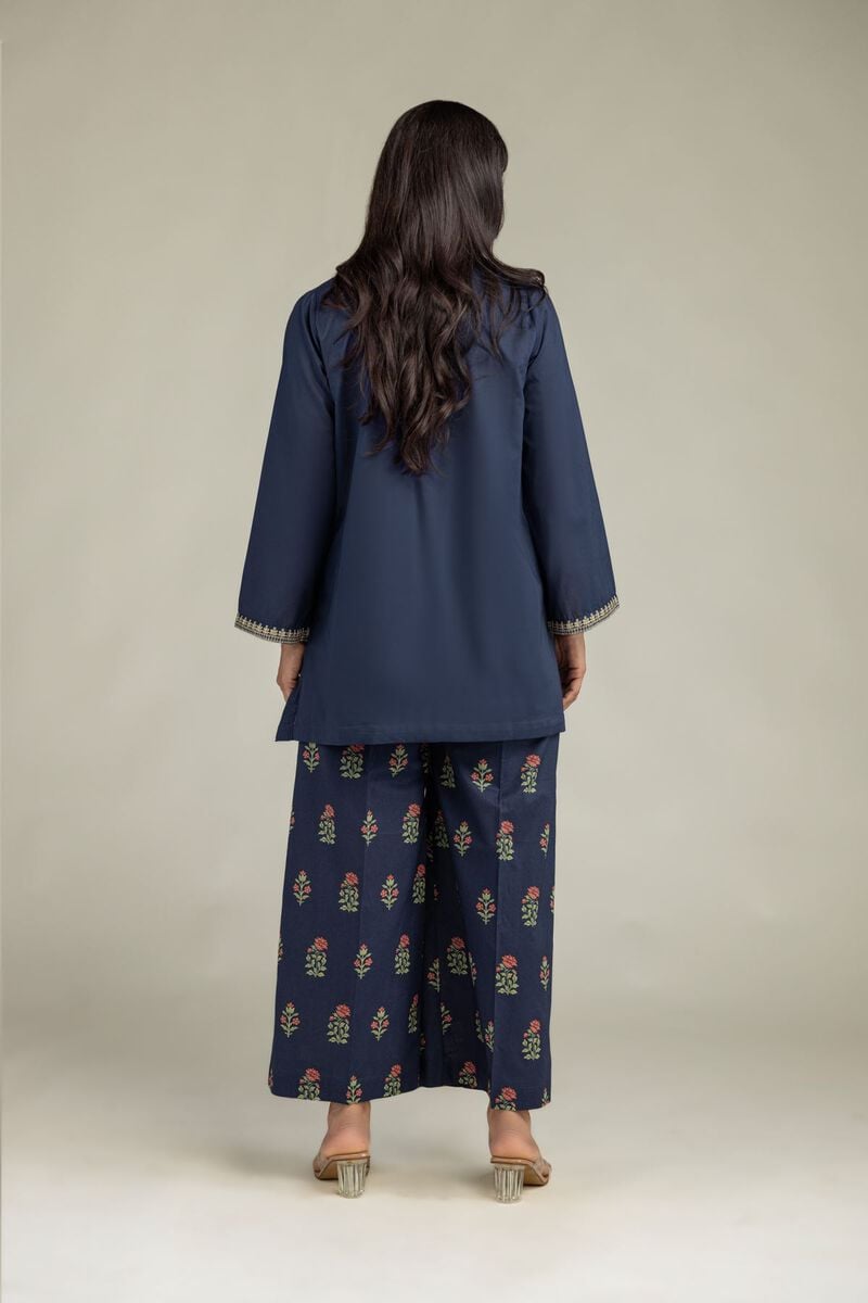 Embroidered | Cambric | Short Navy Kurta | USD 40.00