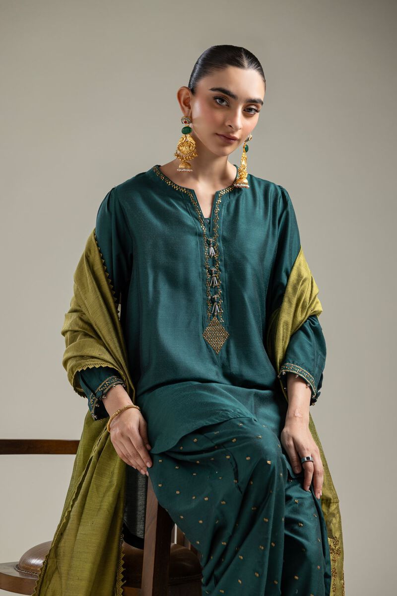 Cotton Net | Olive Net Dupatta | USD 40.00