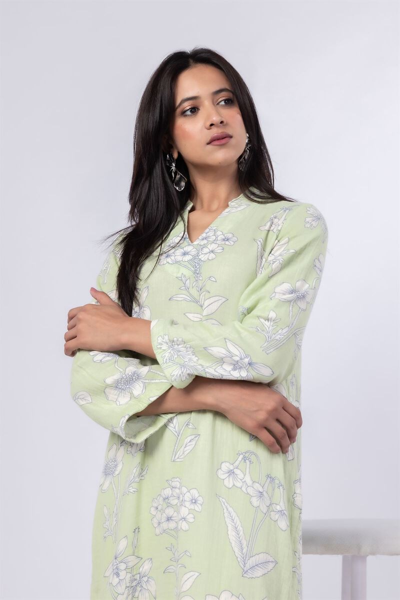 Printed | Cheese Cloth | Floral V-Neck Kurta | USD 12.00