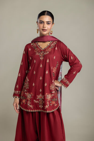 Embroidered | Raw Silk | Floral Silk Kurta | USD 70.00