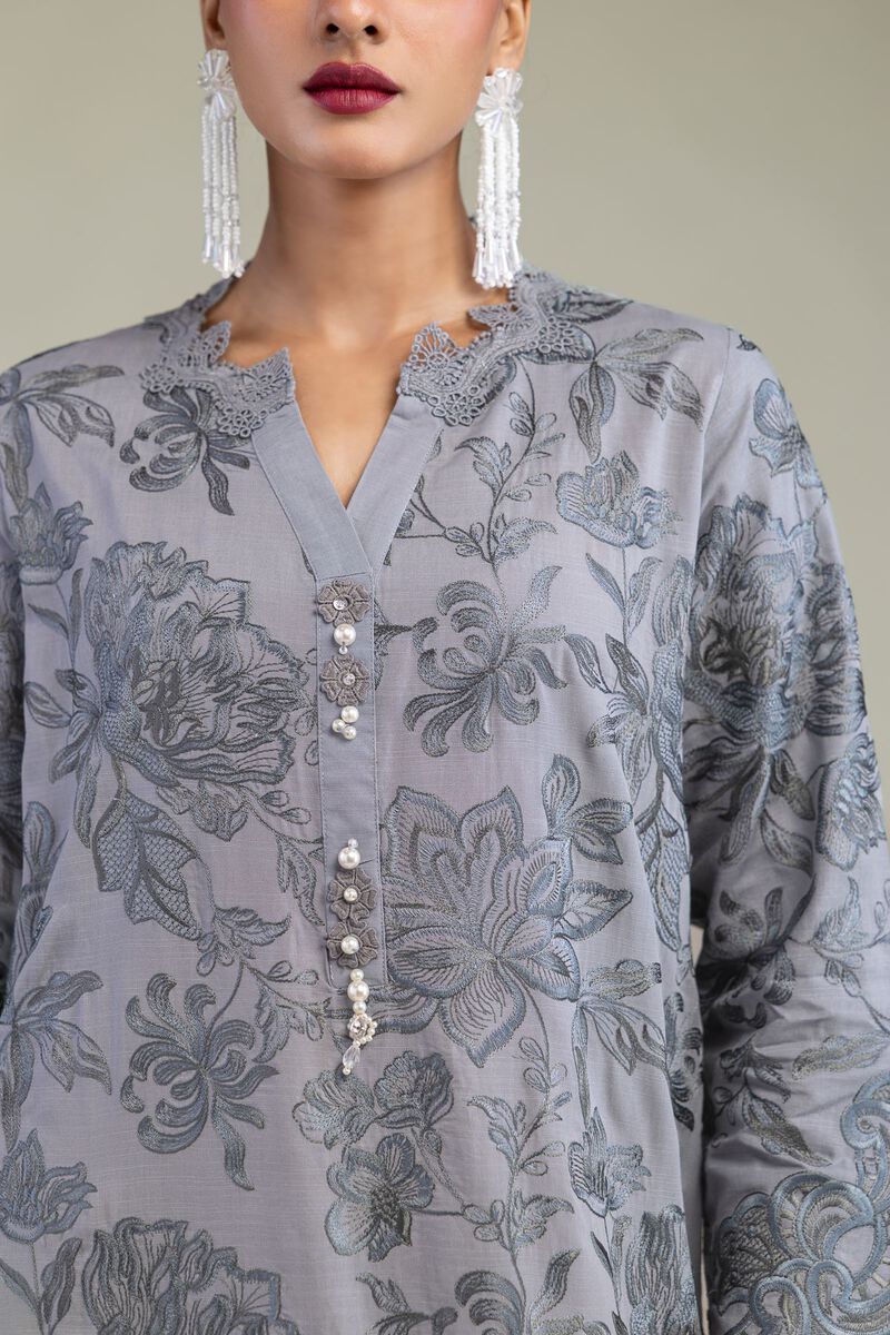 Embroidered | Raw Silk | Floral Silk Kurta | USD 70.00