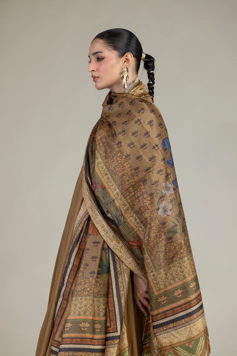 Printed | Polyester Silk | Floral Brown Dupatta | USD 30.00