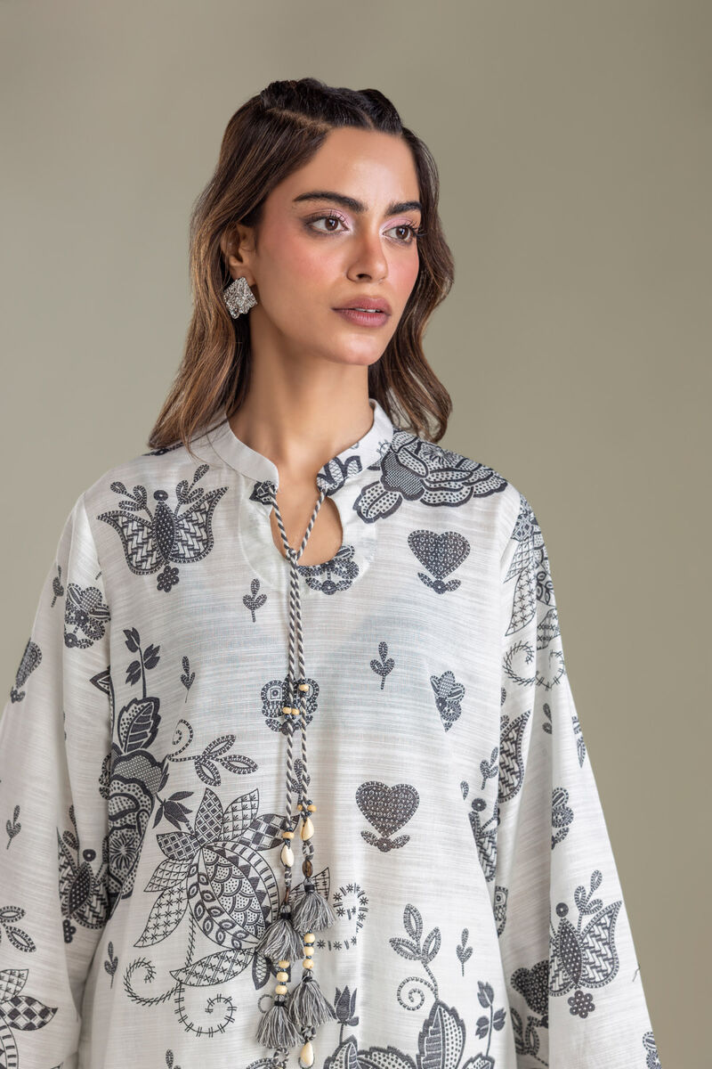 Printed | Light Khaddar | White Printed Kurta | USD 35.00
