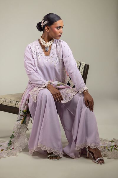 Raw Silk | 3-Piece Embroidered Suit | USD 180.00