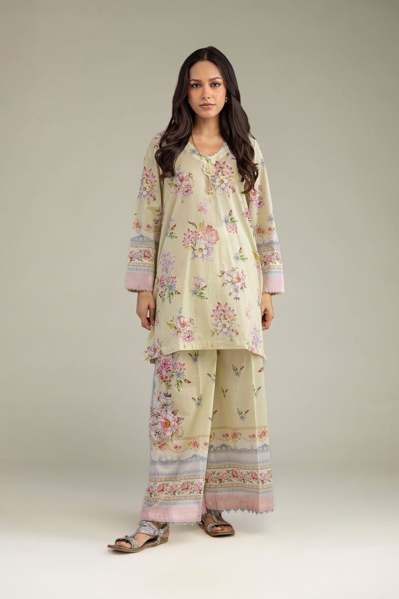 Printed | Cambric | Beige Floral Pants | USD 35.00