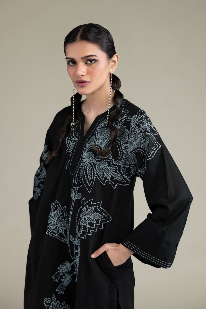 Embroidered | Cambric | Black Cambric Kurta | USD 40.00