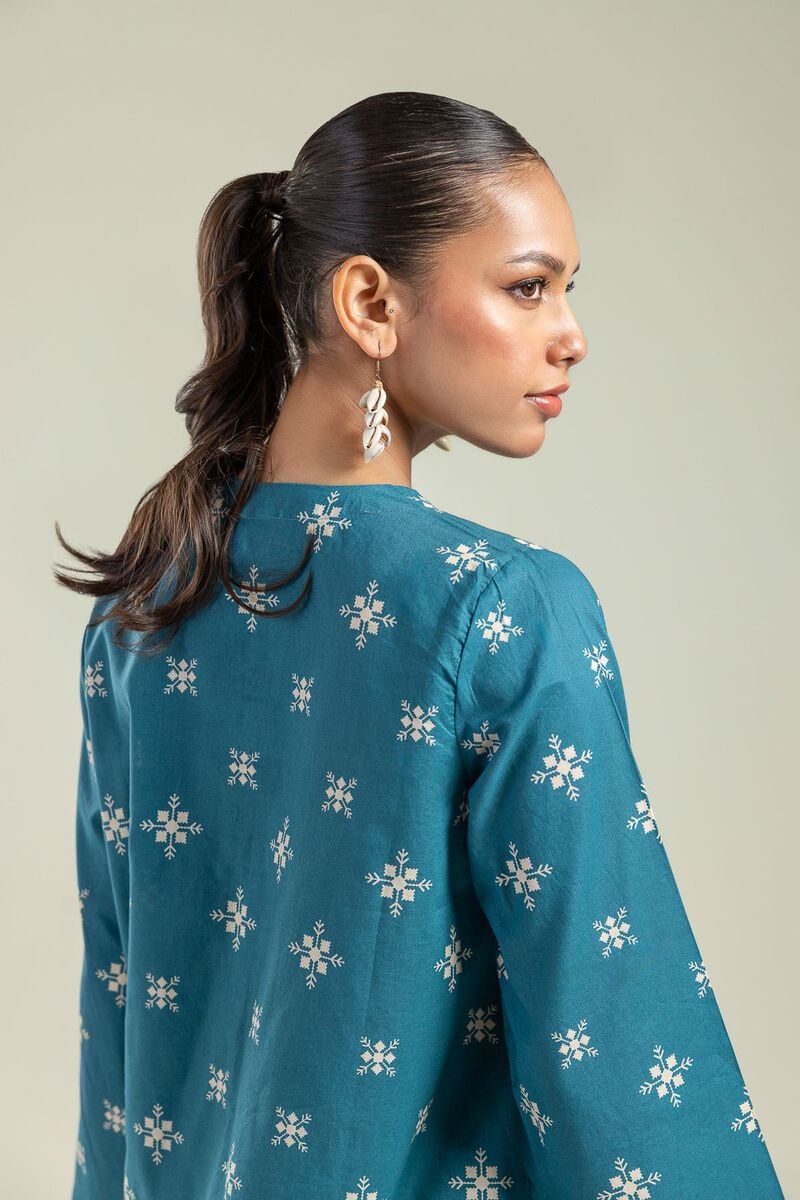 Printed | Cambric | Teal Cambric Kurta | USD 30.00