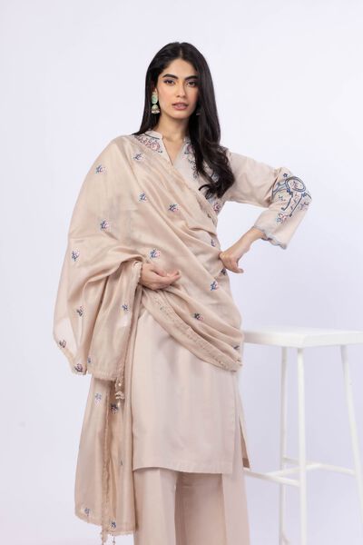 Embroidered | Cotton Net YD with White/Black Warp | Dupatta | USD 30.00