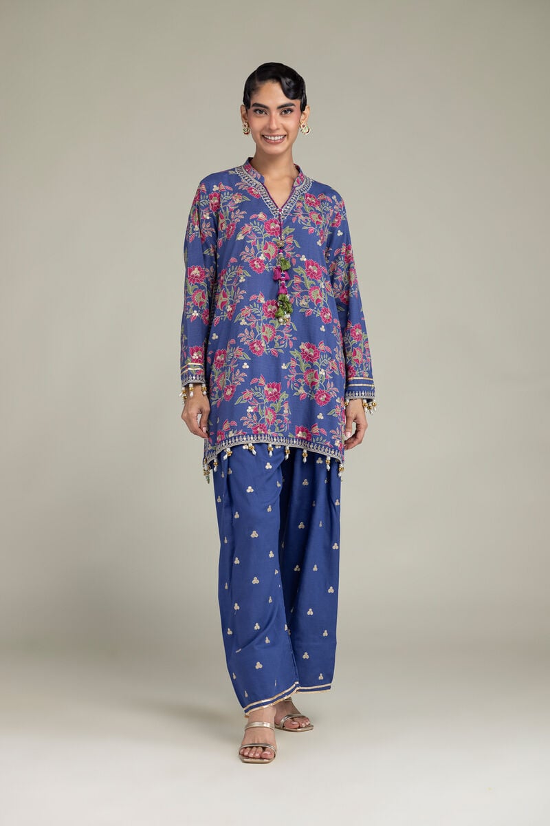 Embroidered | Raw Silk | Blue Silk Shalwar | USD 35.00