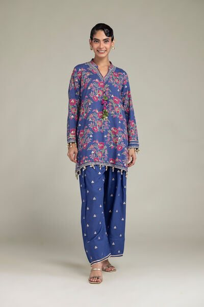 Embroidered | Raw Silk | Blue Silk Shalwar | USD 35.00