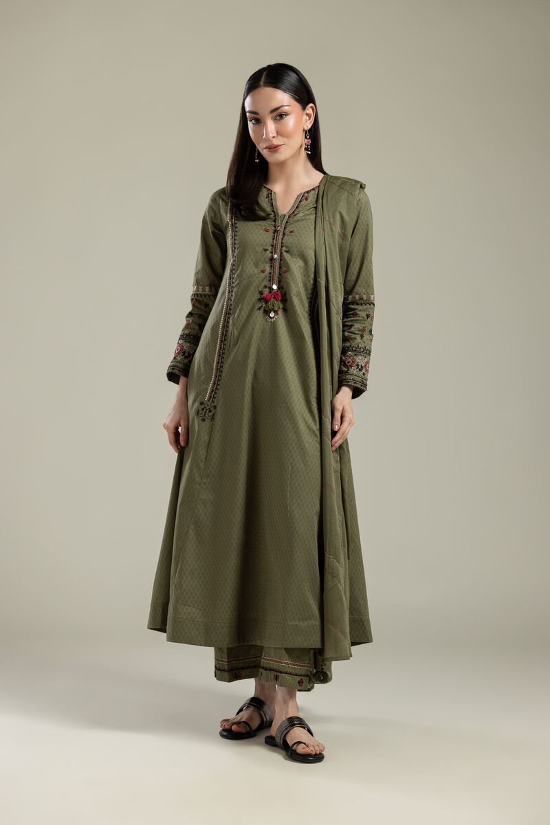 Embroidered | Lawn | Lawn Olive Dupatta | USD 30.00