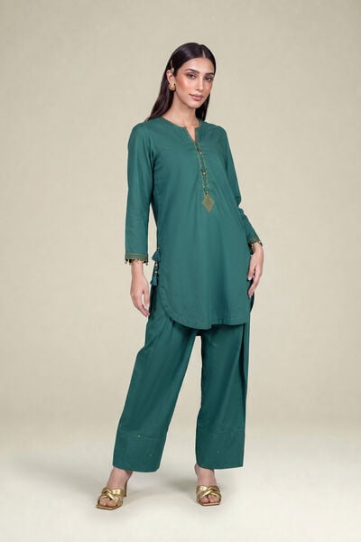 Embroidered | Cambric | Solid Teal Shalwar | USD 30.00