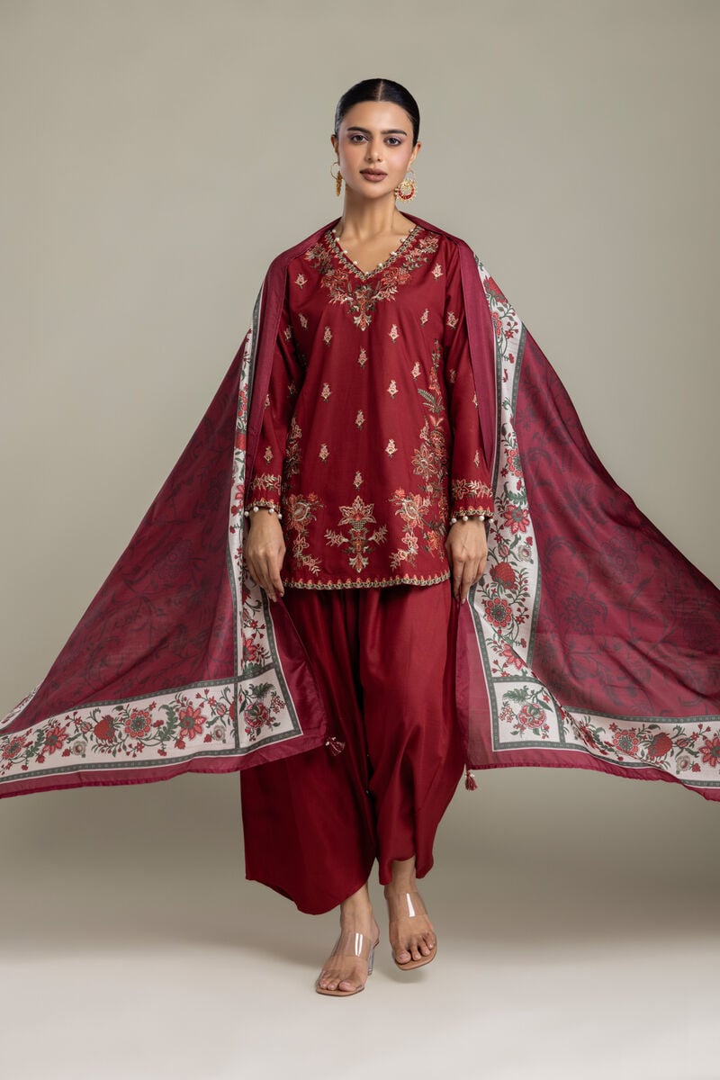 Embroidered | Polyester Silk | Floral Silk Dupatta | USD 35.00