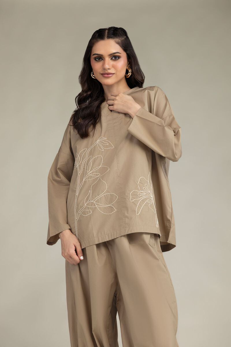 Embroidered | Poplin | Floral V-Neck Blouse | USD 35.00