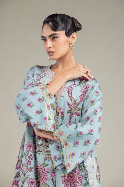 Embroidered | Raw Silk | Blue Silk Kurta | USD 65.00