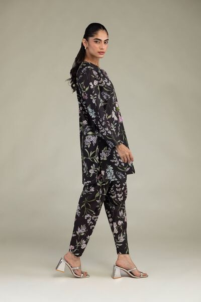 Printed | Cotton Viscose | Black Floral Shalwar  | USD 30.00
