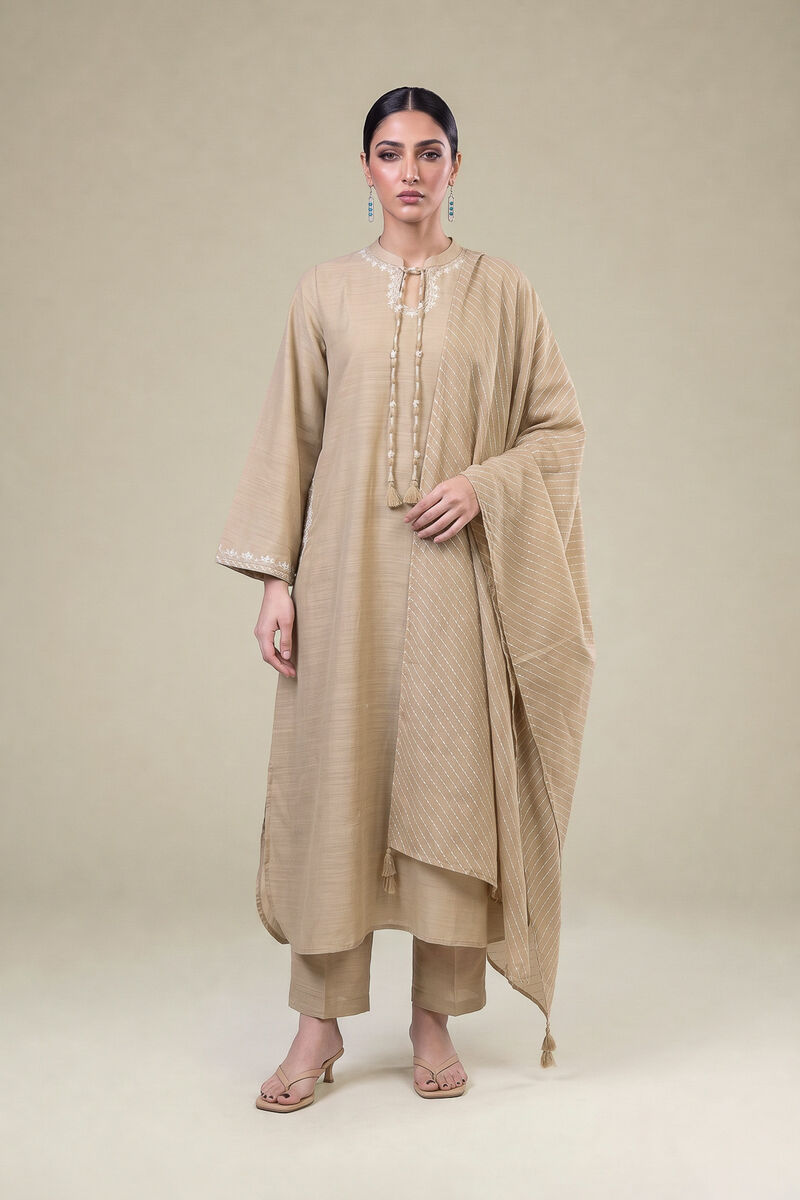 Embroidered | Light Khaddar | Beige Khaddar Dupatta | USD 35.00