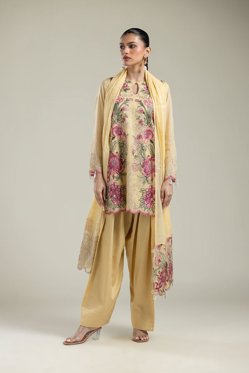 Raw Silk | Yellow Solid Shalwar | USD 35.00
