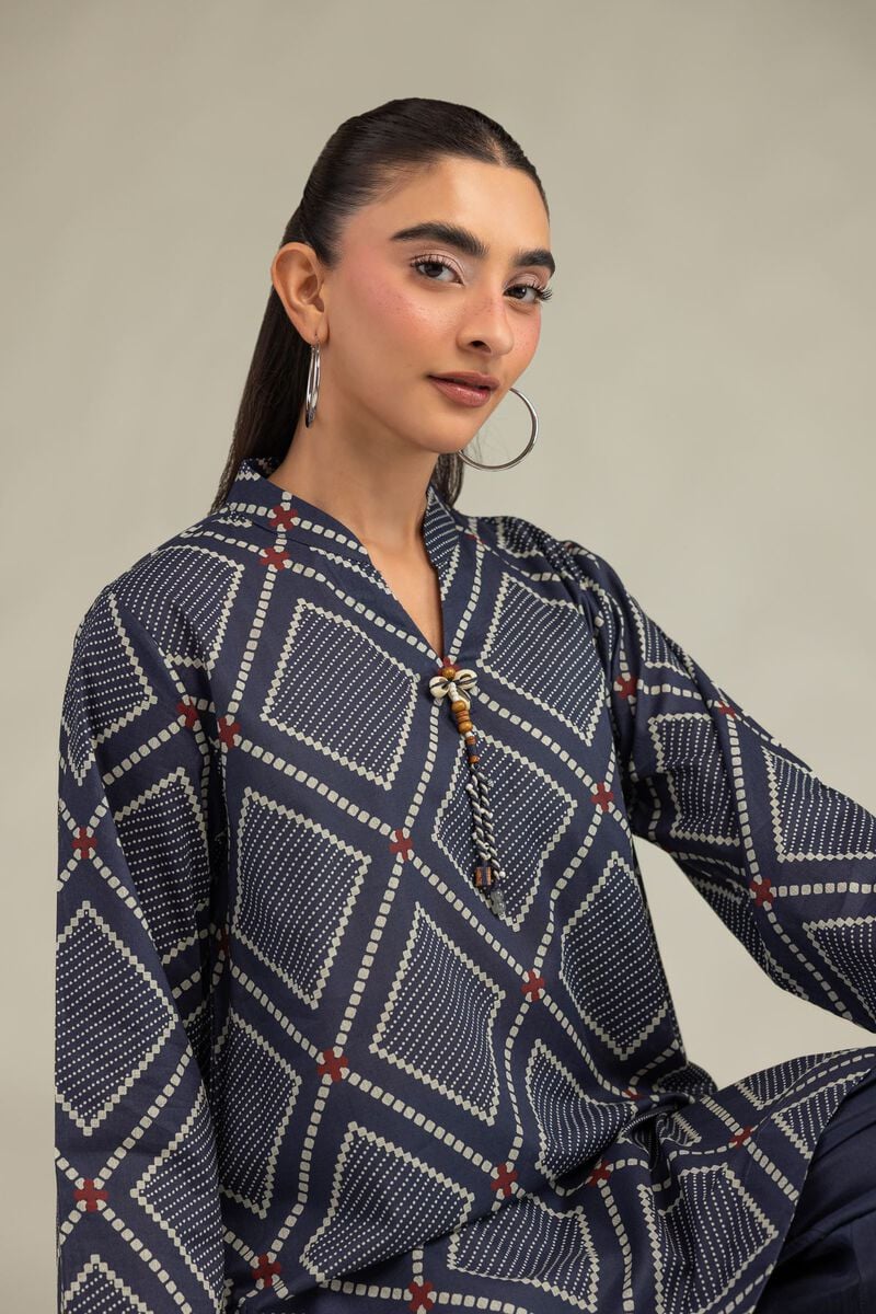Printed | Cambric | Short Navy Kurta | USD 35.00