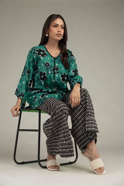 Printed | Cambric | Floral Green Kurta | USD 35.00