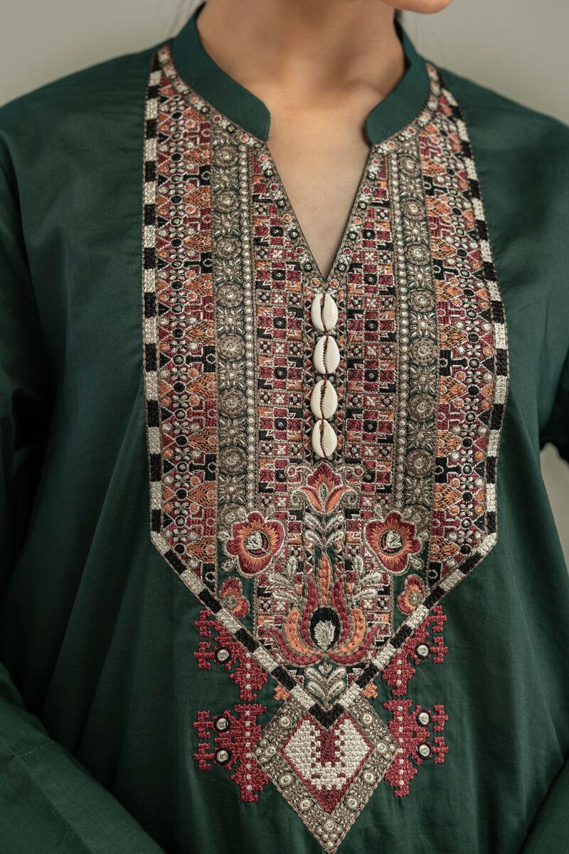 Embroidered | Cambric | Green Cambric Kurta | USD 40.00