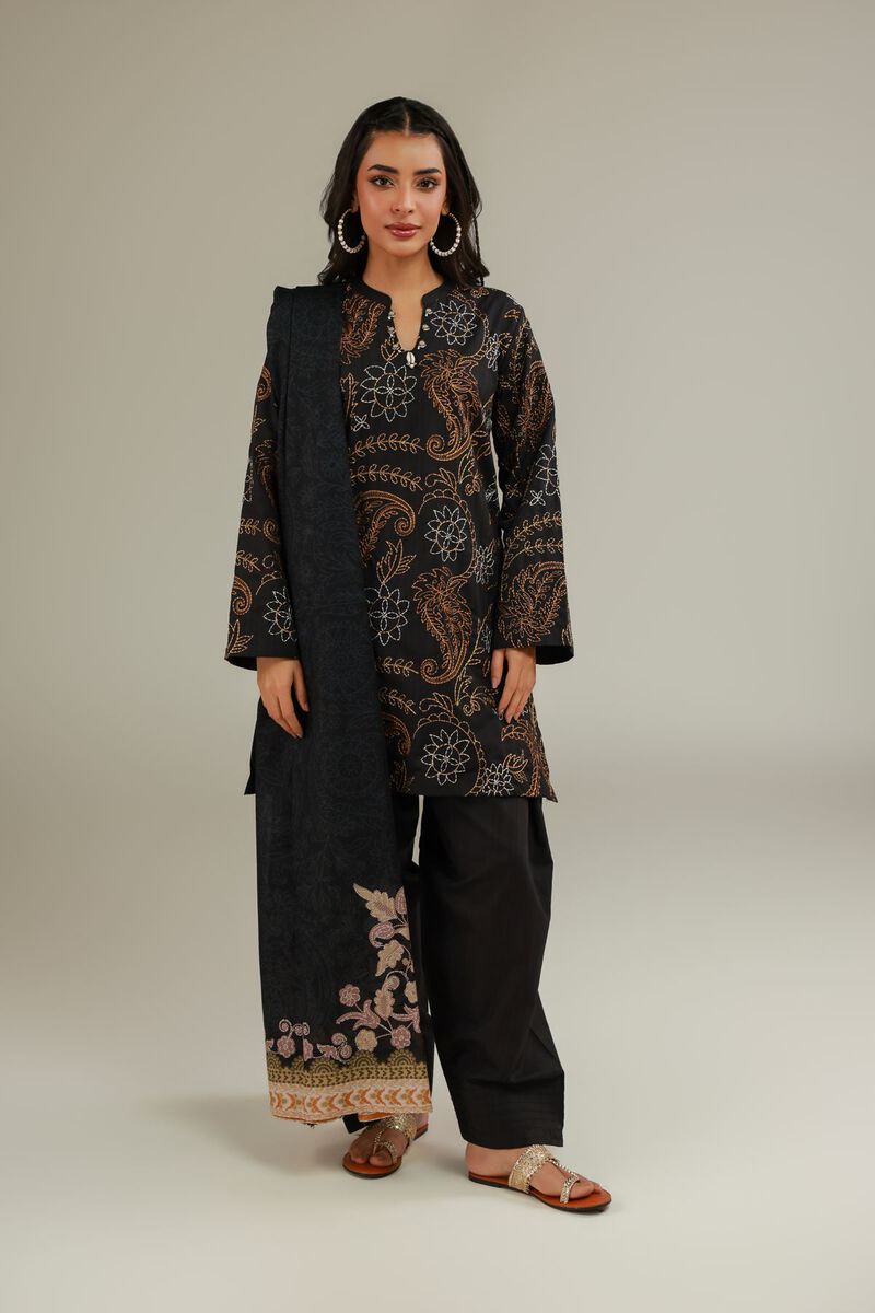 Embroidered | Cotton Dobby | Embroidered Black Shalwar | USD 25.00