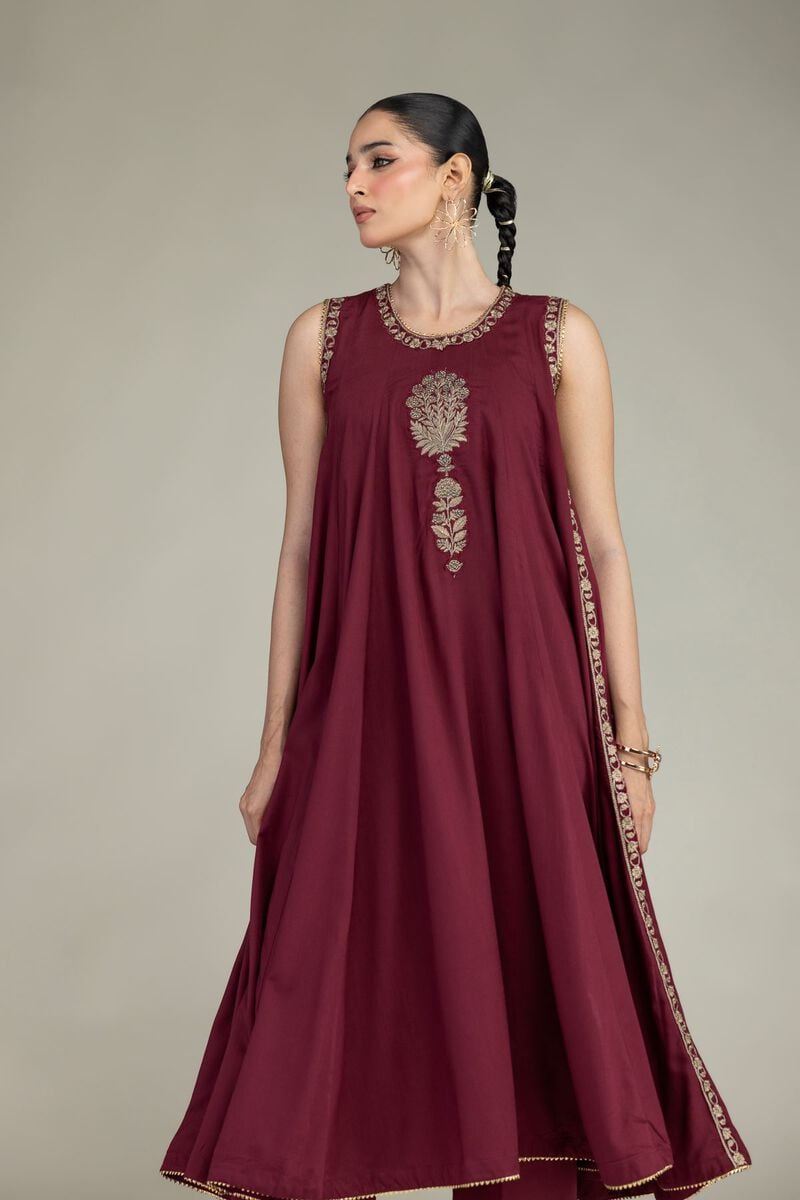 Embroidered | Raw Silk | Maroon Silk Kurta | USD 80.00