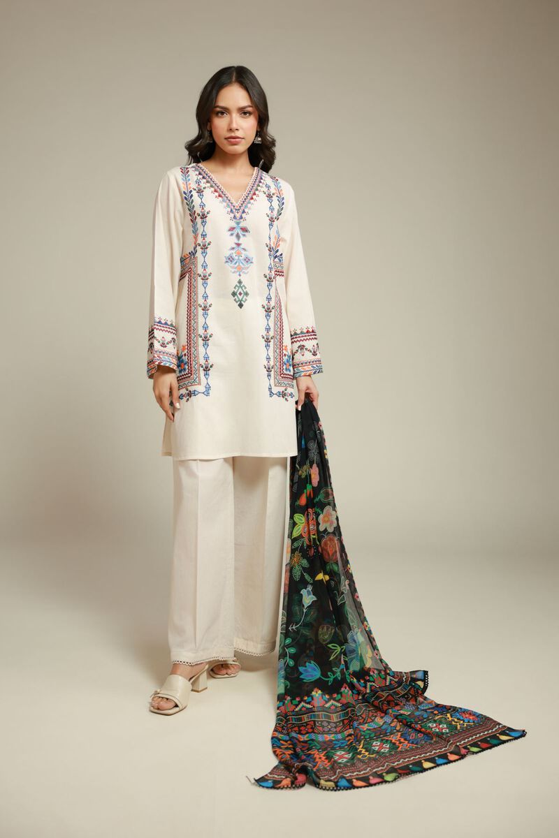 Embroidered | Cambric | 3-Piece Tailored Set | USD 70.00