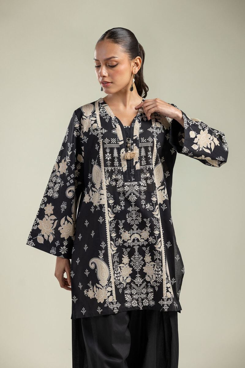 Printed | Cambric | Floral Black Kurta | USD 30.00