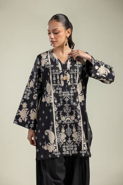 Printed | Cambric | Floral Black Kurta | USD 30.00