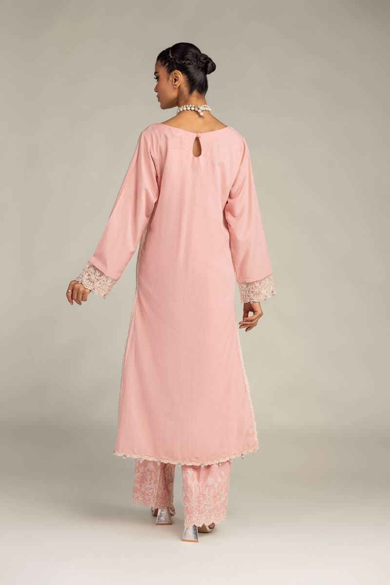 Embroidered | Raw Silk | Pink Silk Kurta | USD 65.00