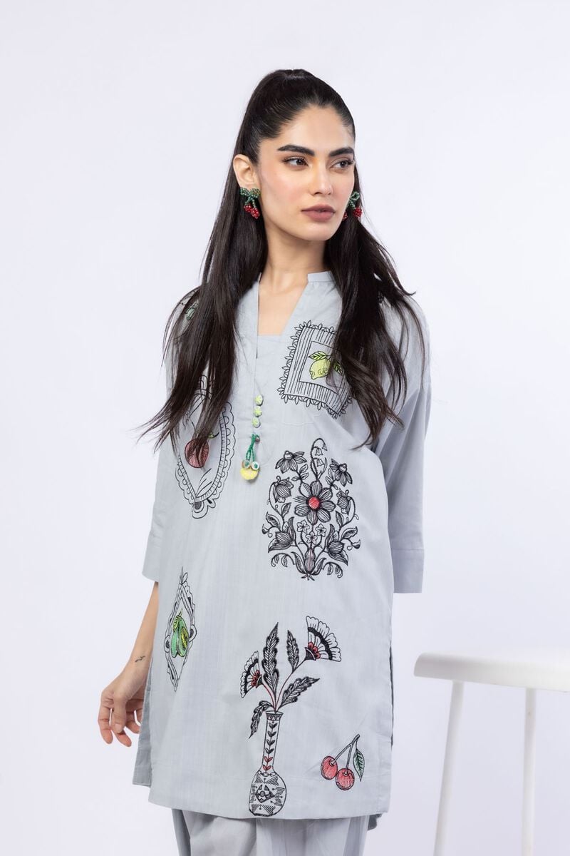 Embroidered | Crosshatch Poplin | Kurta | USD 15.00