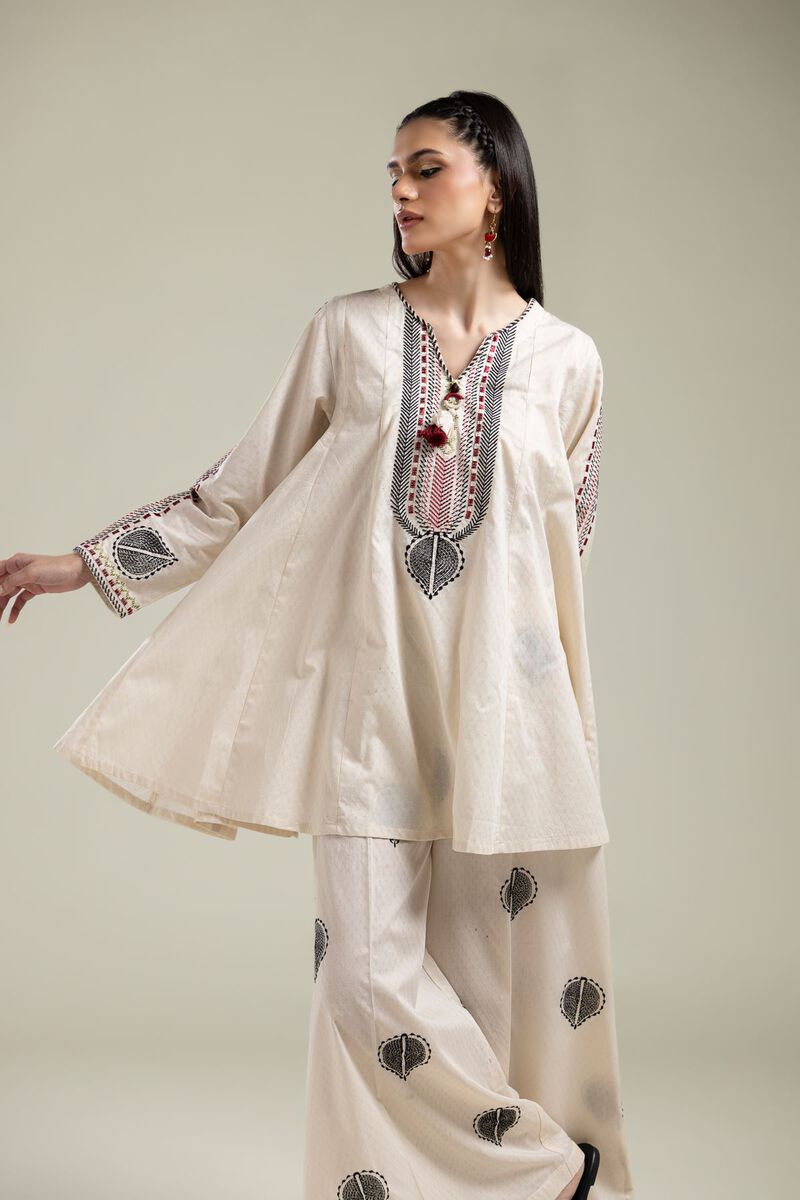 Embroidered |Cotton Dobby | Short White Kurta | USD 35.00
