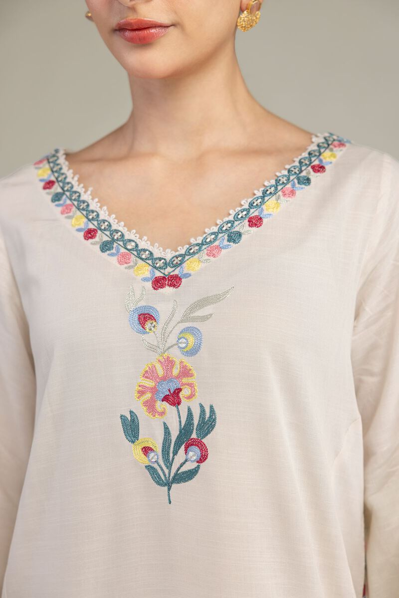 Embroidered | Raw Silk | Floral Silk Kurta | USD 55.00