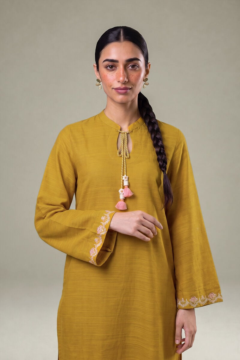 Embroidered | Light Khaddar | Mustard Khaddar Kurta | USD 40.00