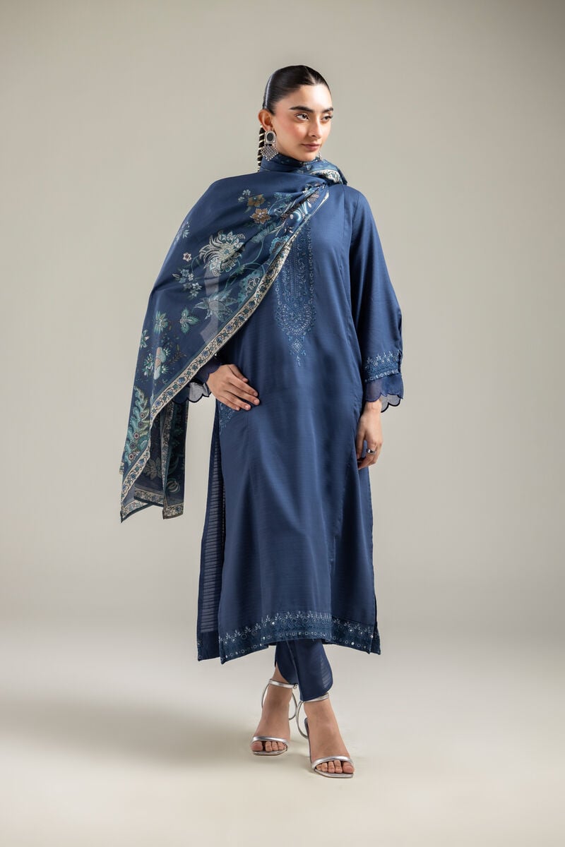 Embroidered | Lawn | Navy Lawn Dupatta | USD 25.00