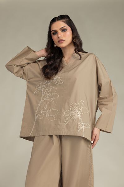 Embroidered | Poplin | Floral V-Neck Blouse | USD 35.00