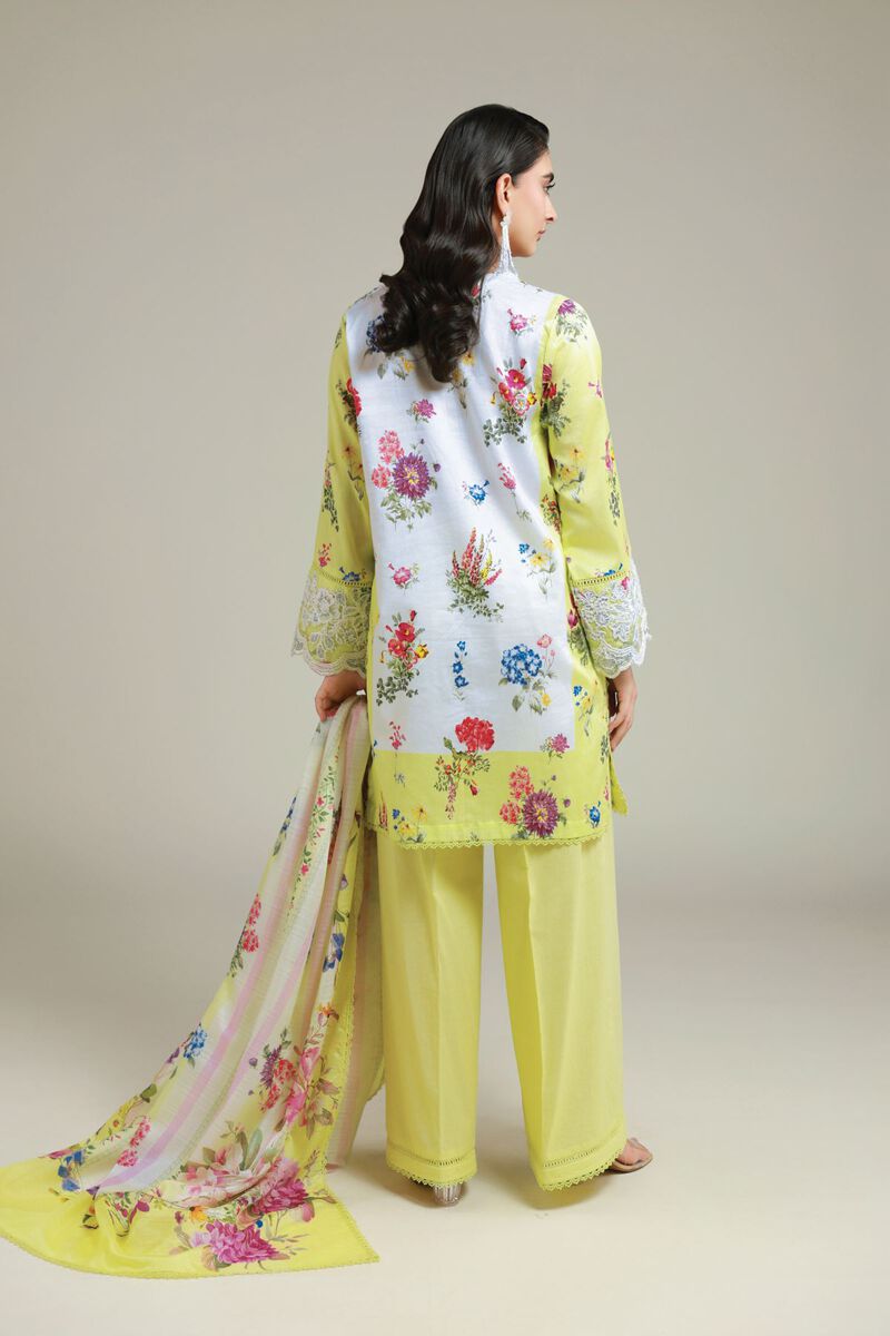 Printed | Satin | Tailored 3 Piece | USD 75.00