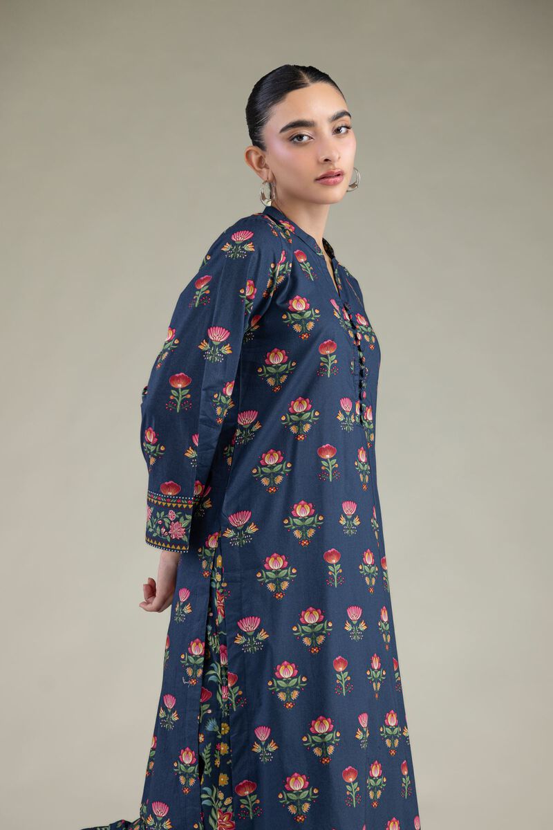 Printed | Cambric | Cambric Navy Kurta | USD 35.00