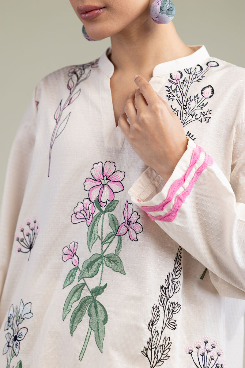 Embroidered | Cotton Dobby | Floral Cotton Kurta | USD 12.00