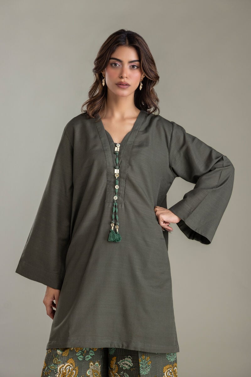Printed | Light Khaddar | Short V-Neck Kurta | USD 35.00