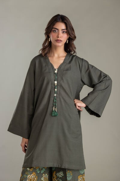 Printed | Light Khaddar | Short V-Neck Kurta | USD 35.00