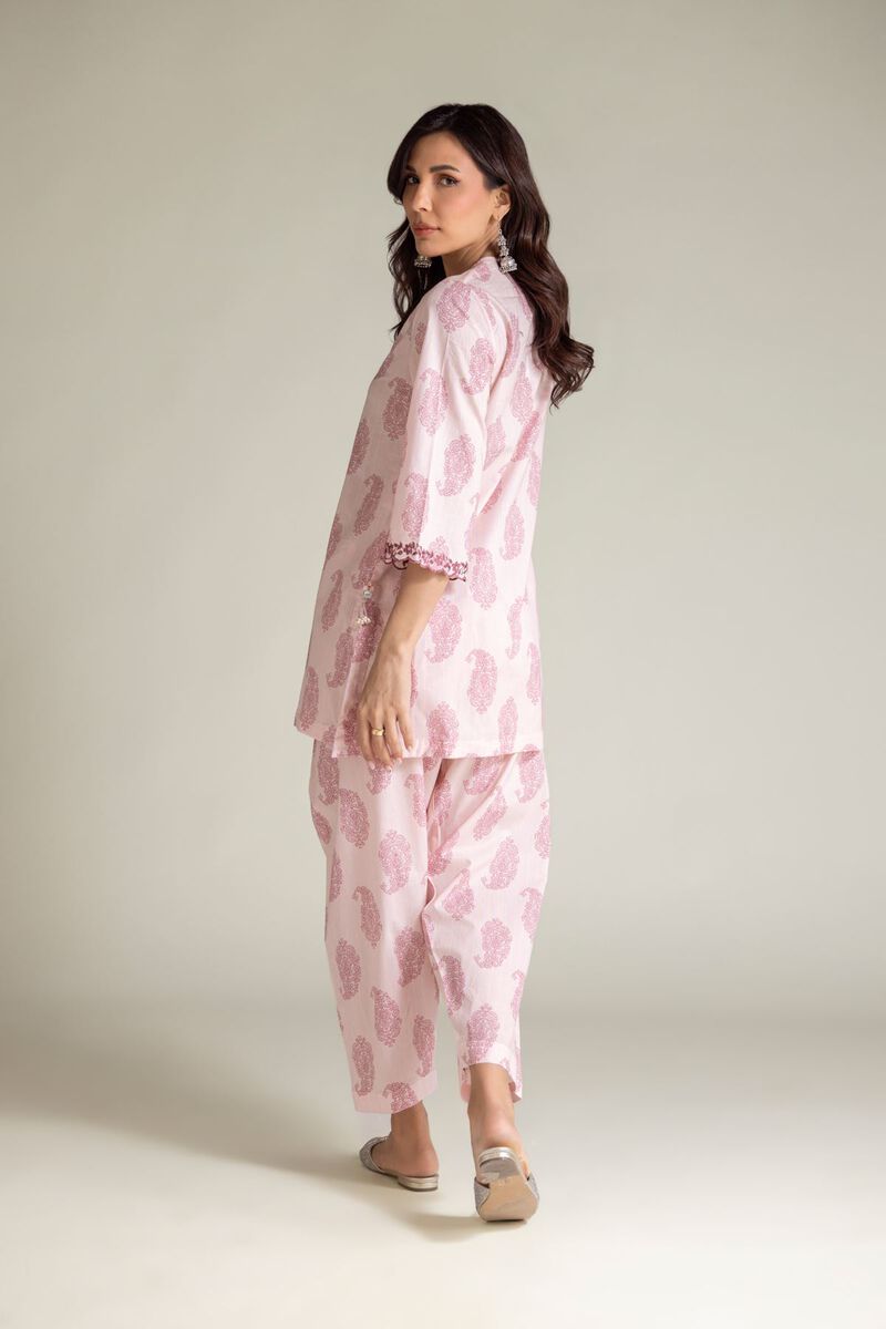 Embroidered | Cambric | Pink Paisley Kurta | USD 35.00