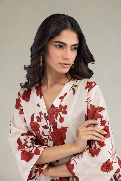 Printed | Cambric | Floral V-Neck Tunic | USD 35.00