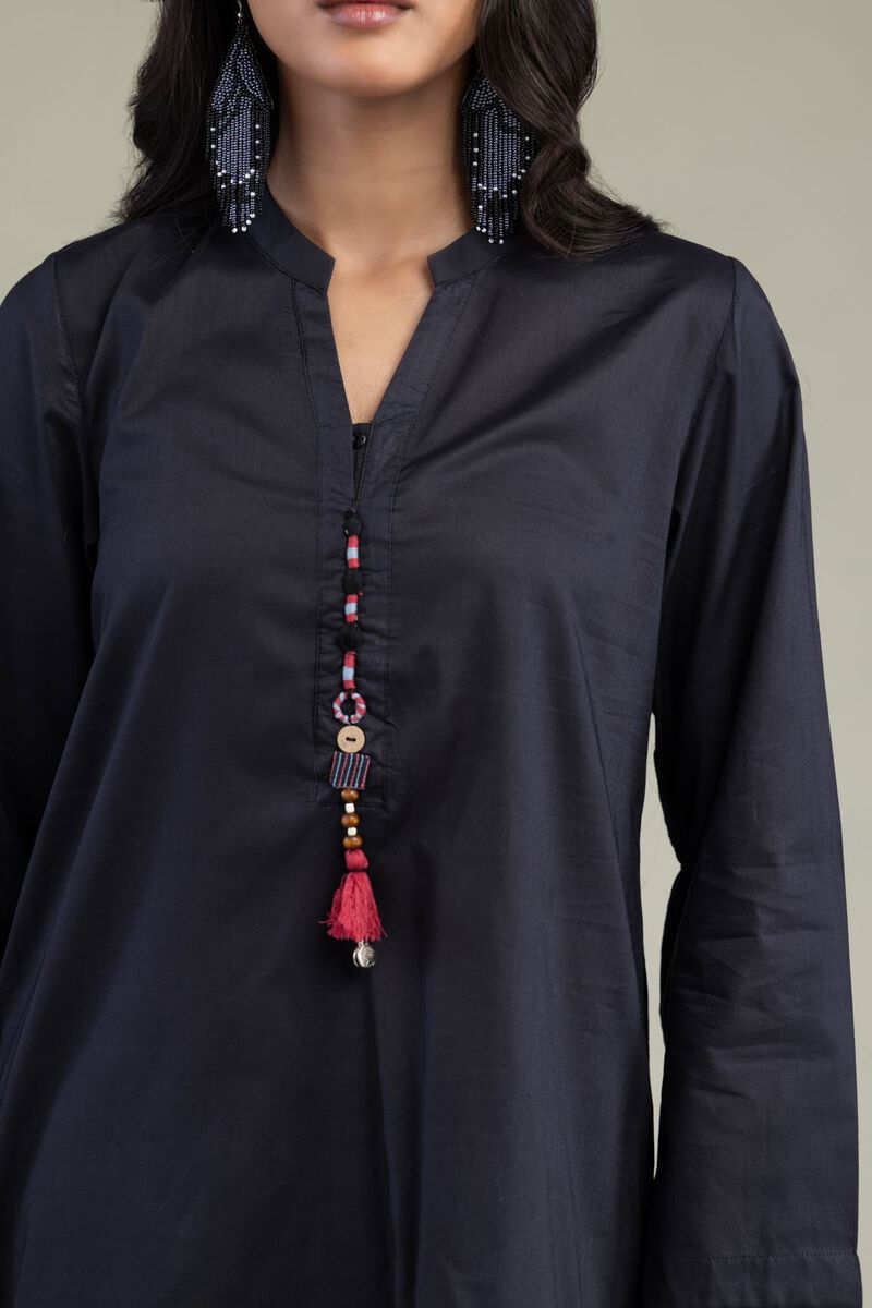 Printed | Cambric | Solid Black Kurta | USD 35.00