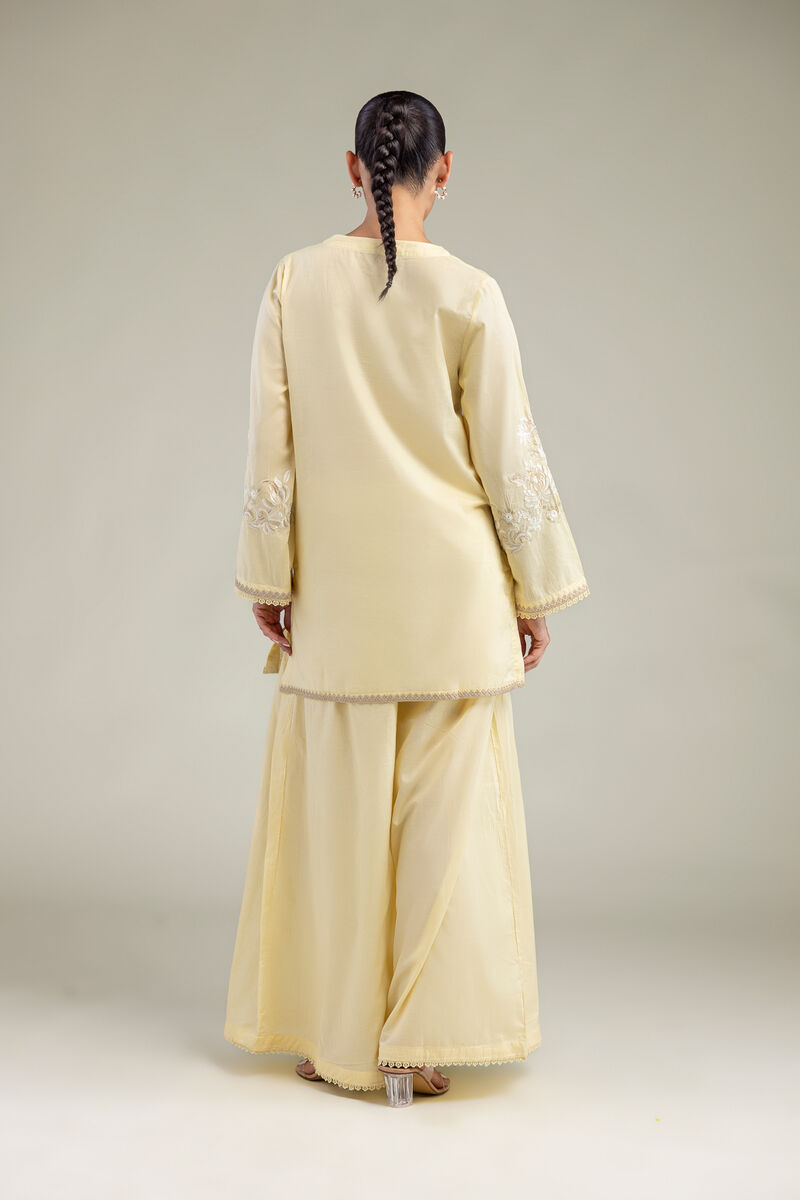 Embroidered | Cambric | Floral Yellow Kurta | USD 45.00